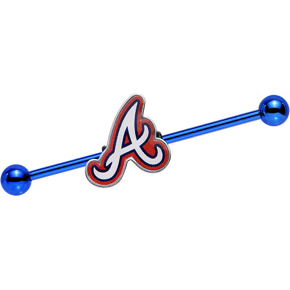 Licensed MLB Blue Anodized Atlanta Braves Industrial Barbell 38mm