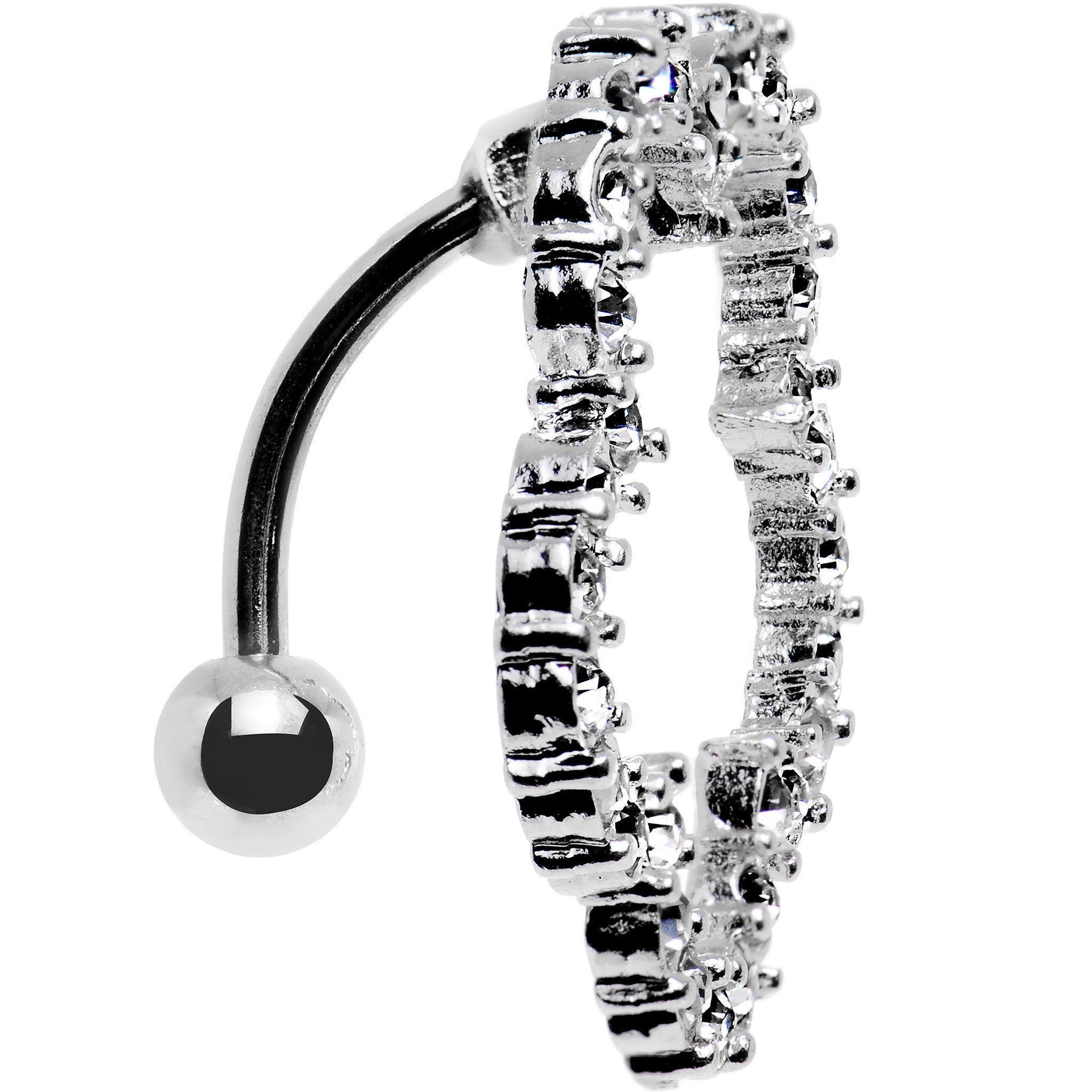 Clear Gem Stainless Steel Cutout Zinnia Flower Top Mount Belly Ring