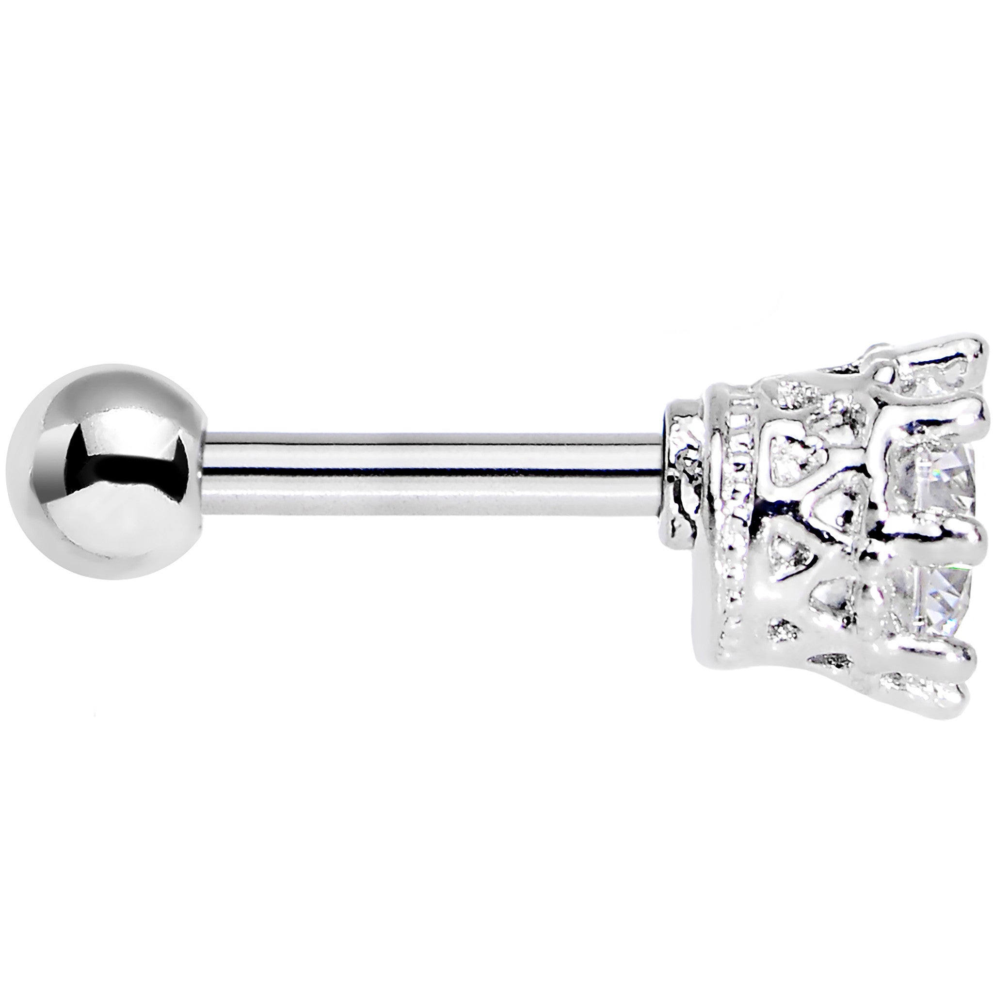 16G Clear CZ Classic Prong Set Tragus Cartilage Earring 1/4