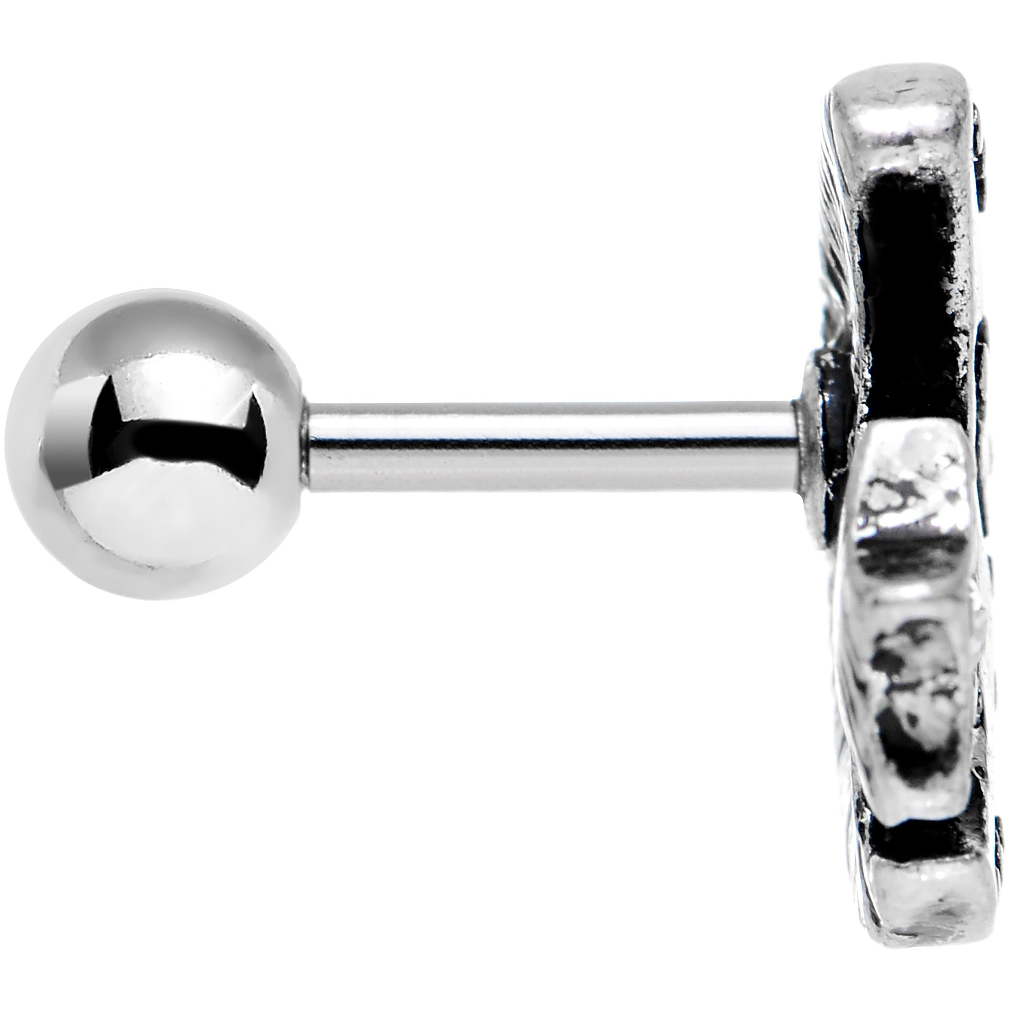 16G 1/4 Clear Gem Moon and Star Left Tragus Cartilage Earring