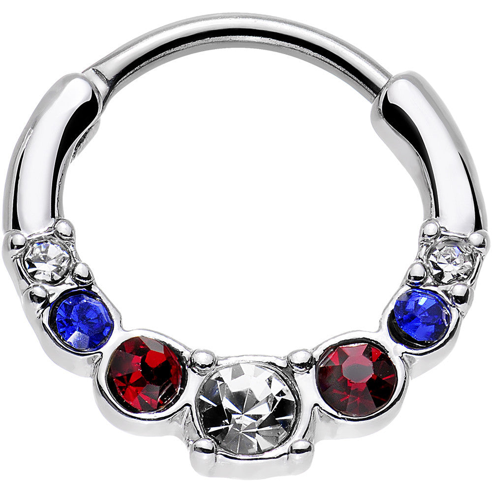 16G 9mm Red Clear Blue Gem All American Simple Septum Clicker