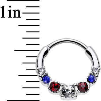 16G 9mm Red Clear Blue Gem All American Simple Septum Clicker