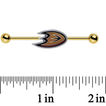 Licensed NHL Gold Anodized Anaheim Ducks Logo Industrial Barbell 38mm