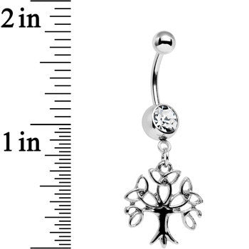 Clear Gem Celtic Knot Triquetra Tree of Life Dangle Belly Ring