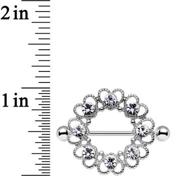 14G 1 1/16 Clear Gem Always Angelic Halo Heart Nipple Shield Set