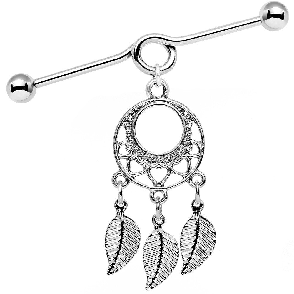 14G Natural Love Dreamcatcher Dangle Industrial Barbell 39mm