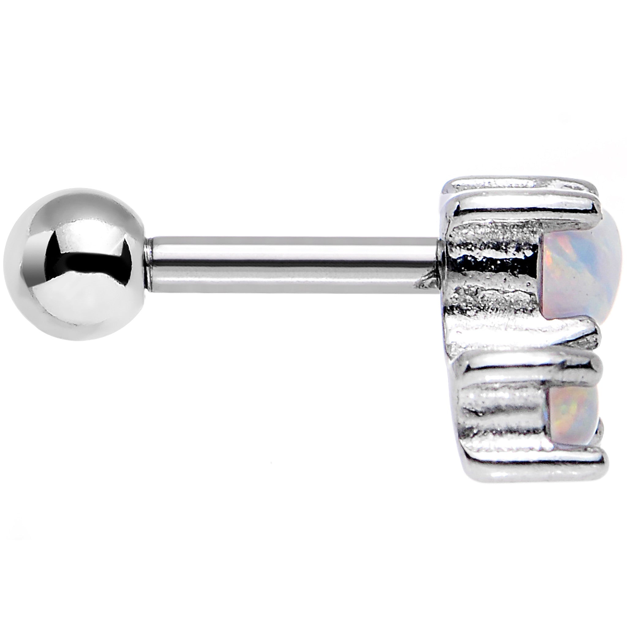 18G White Synthetic Opal Steel Triad Tragus Cartilage Earring