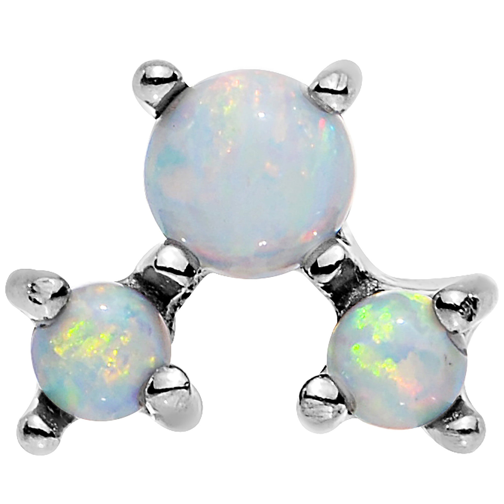 18G White Synthetic Opal Steel Triad Tragus Cartilage Earring