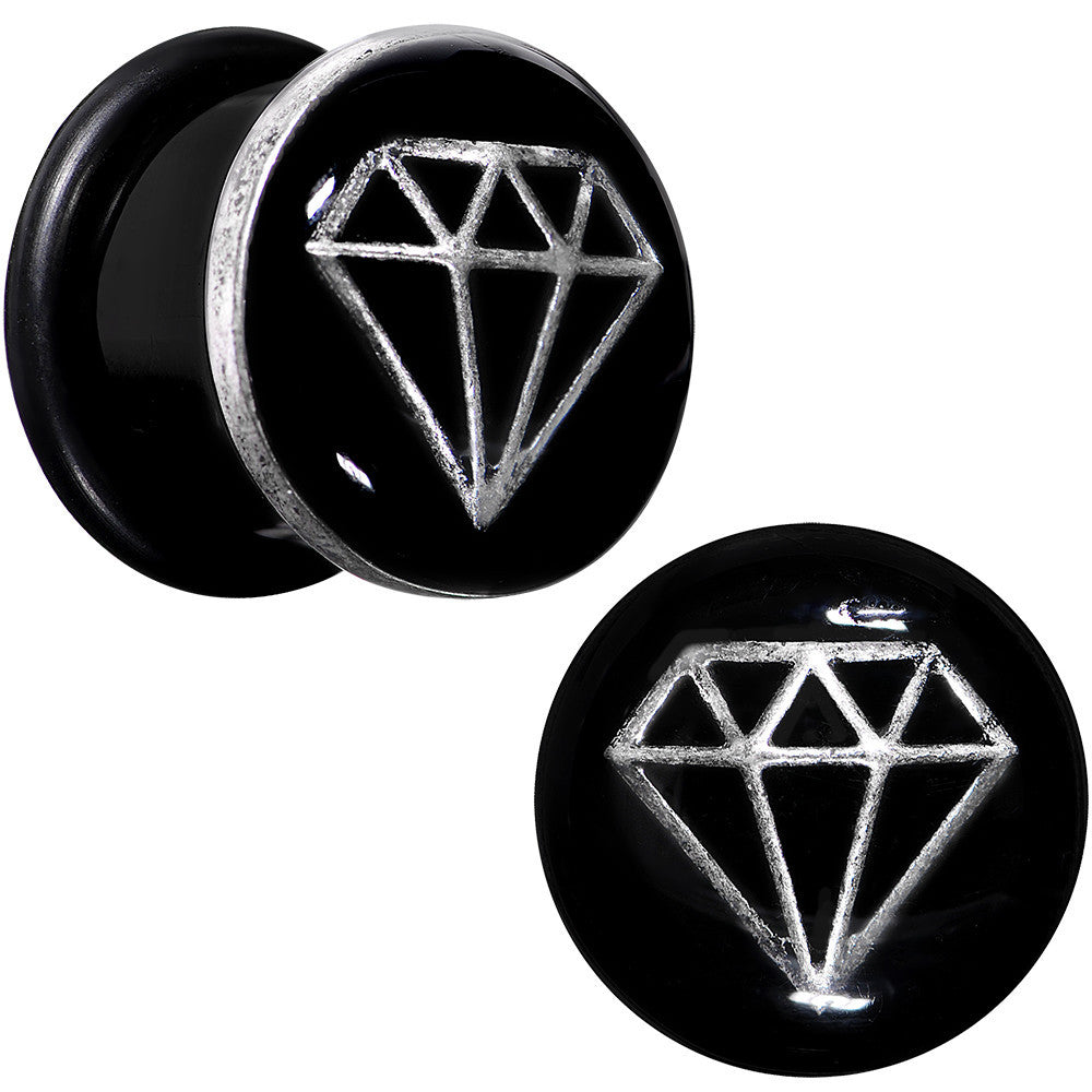 9/16 Black PVD Show Me Shapes Rhombus Single Flare Plug Set