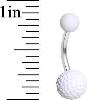 White UV Acrylic Textured Bottom Ball Belly Ring