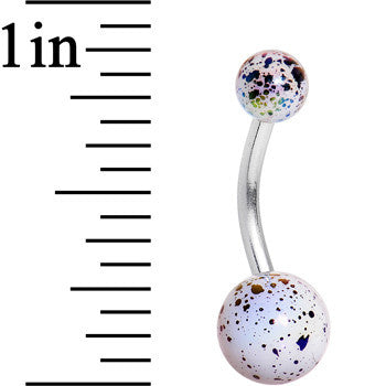 White Acrylic Big Bottom Ball Color Splash Basic Belly Ring