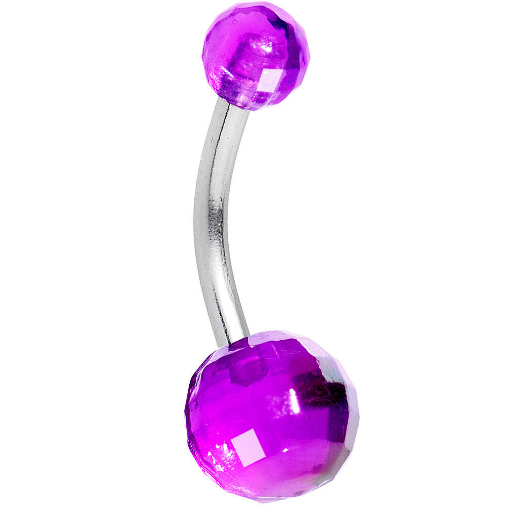 Purple Acrylic Big Bottom Disco Ball Basic Belly Ring