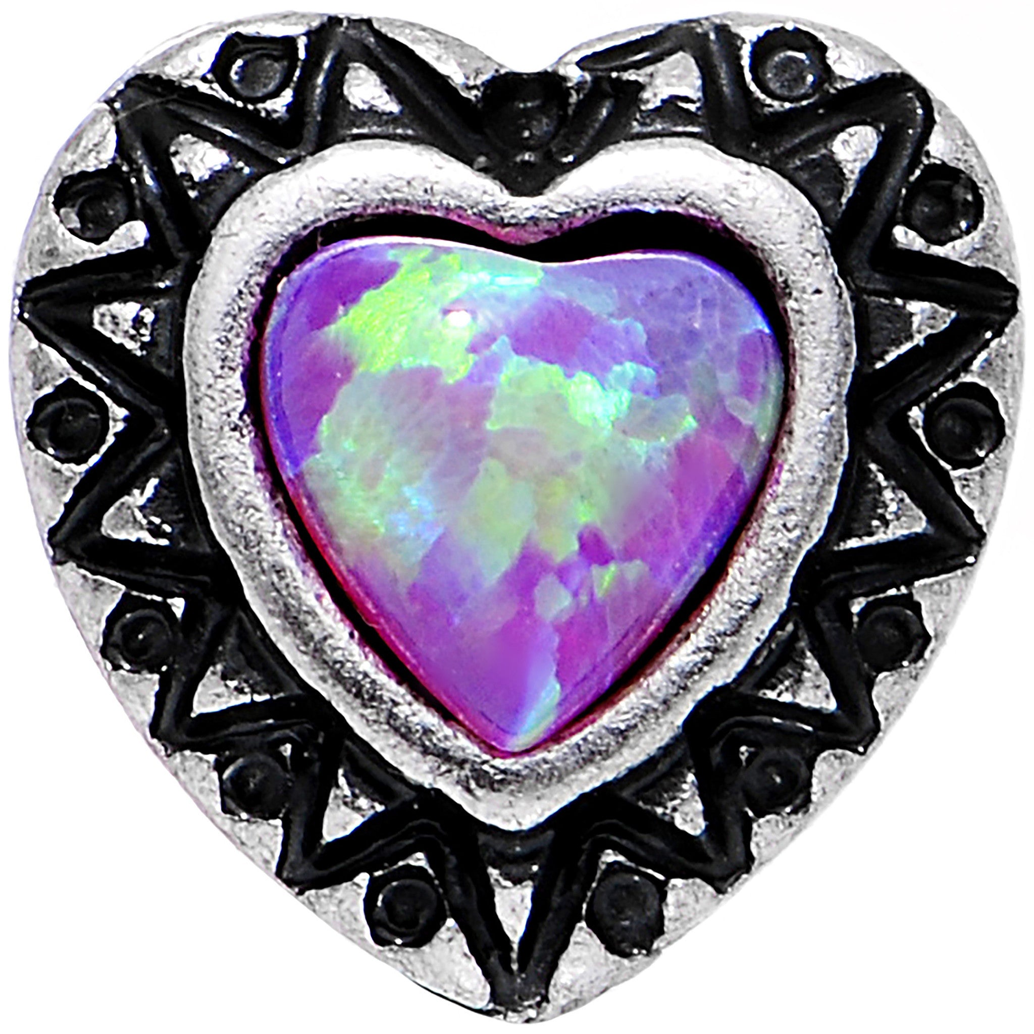 16G 1/4 Pink Faux Opal Frame Heart Tragus Cartilage Earring