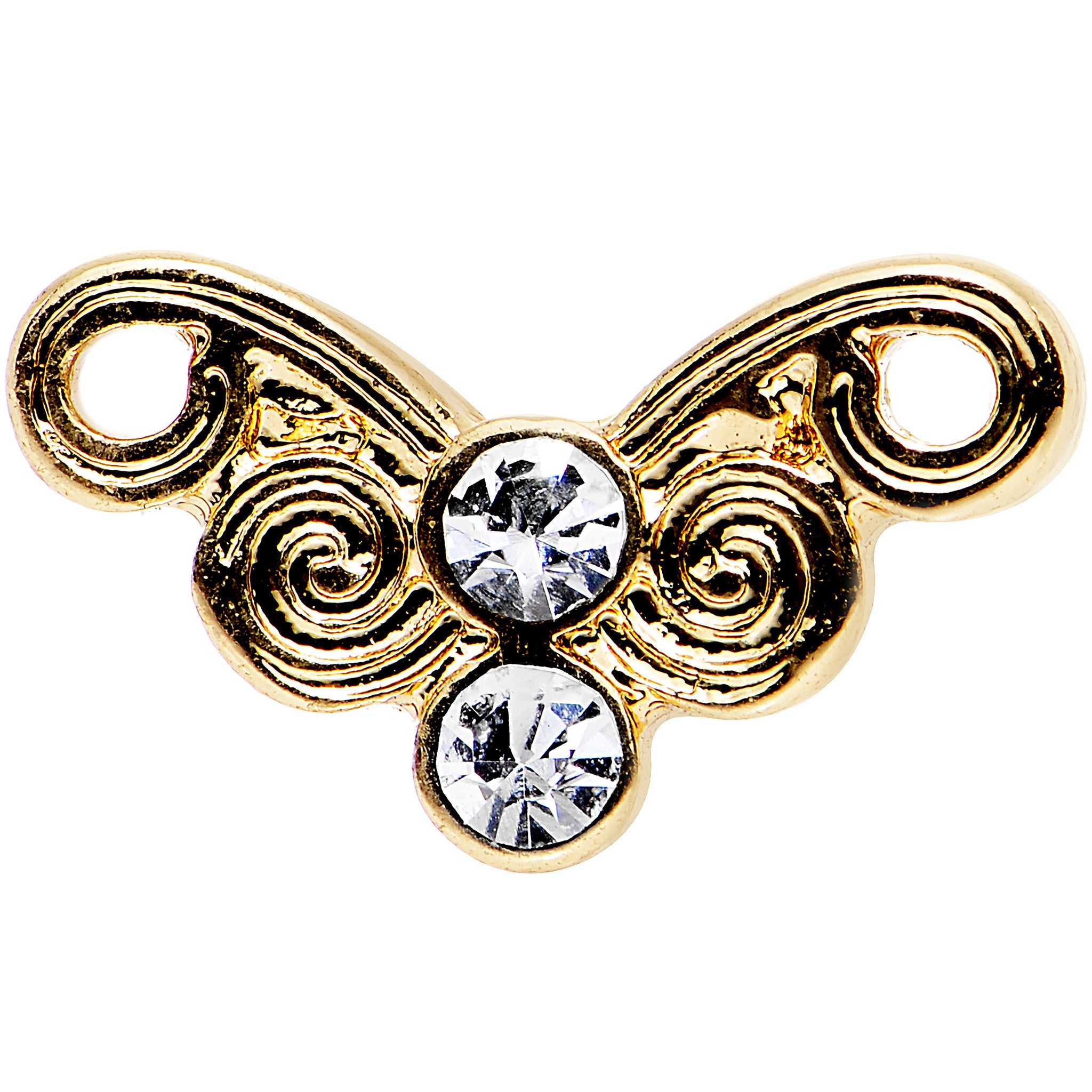 16G 1/4 Clear Gleaming Steel Swirly Butterfly Cartilage Earring