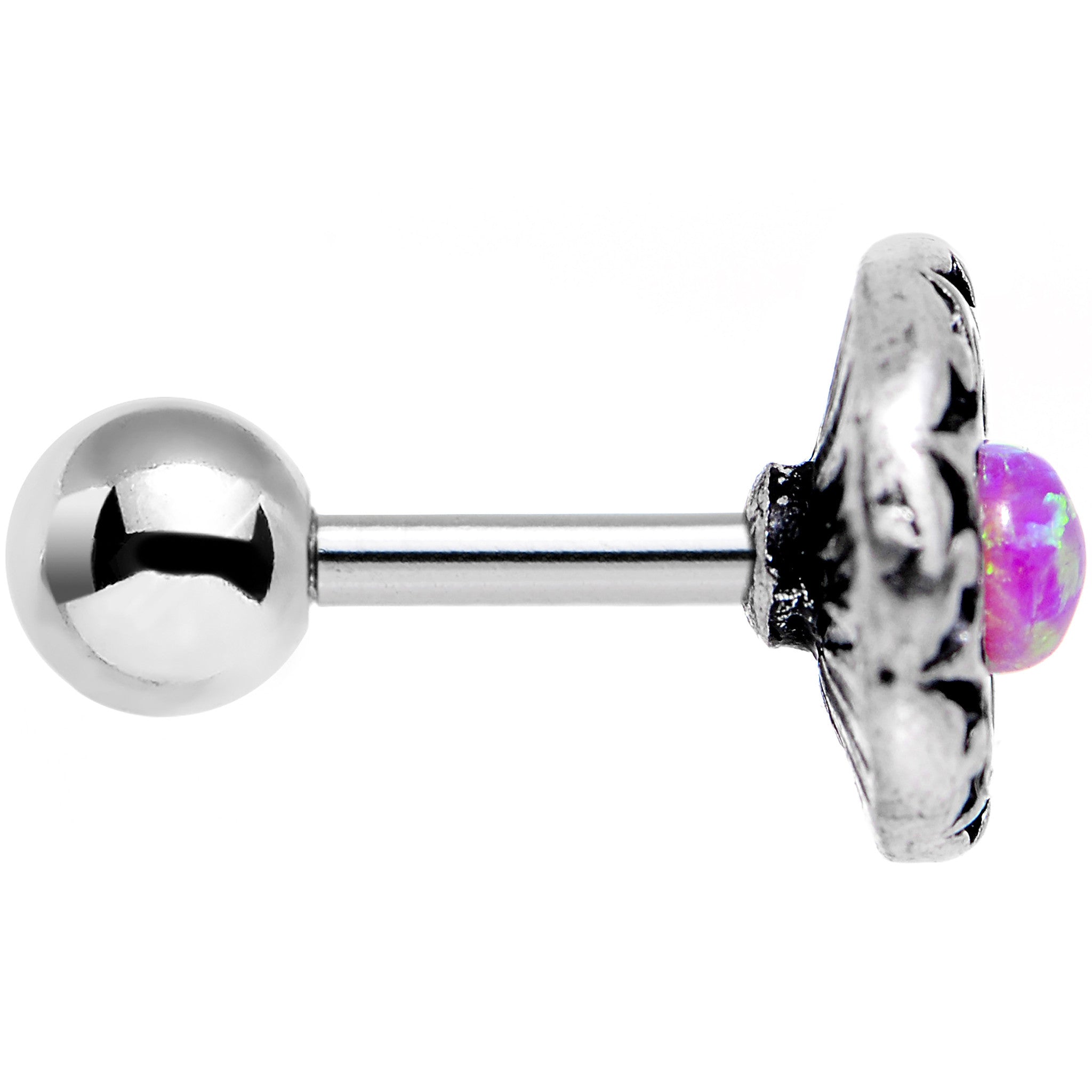 16G 1/4 Pink Faux Opal Star Shine Tragus Cartilage Earring