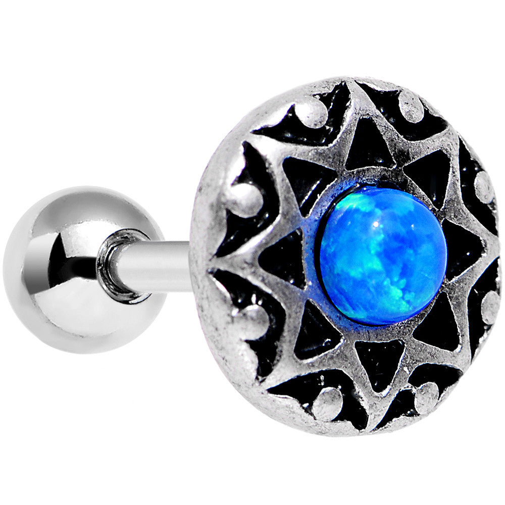 16G 1/4 Blue Faux Opal Star Shine Tragus Cartilage Earring