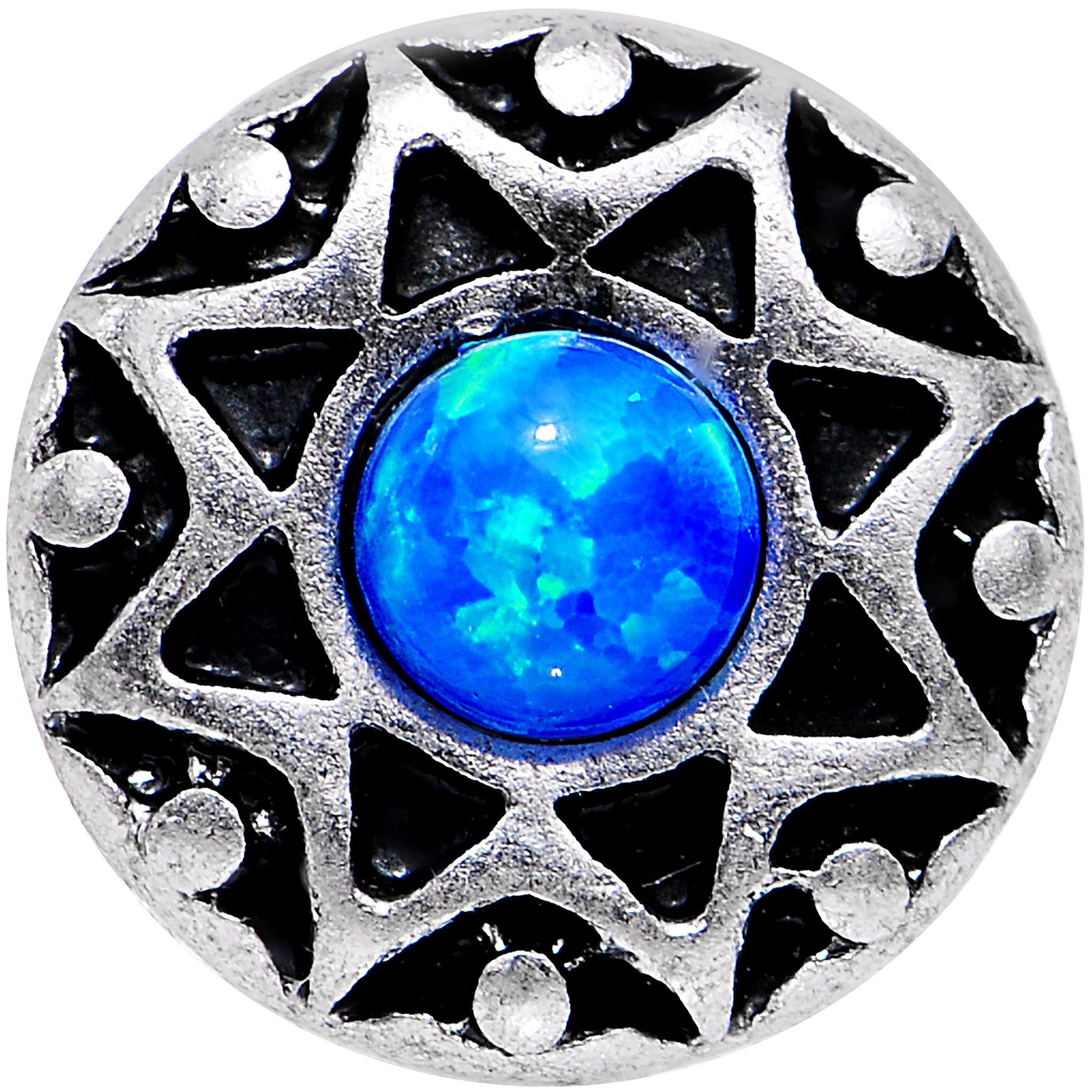 16G 1/4 Blue Faux Opal Star Shine Tragus Cartilage Earring