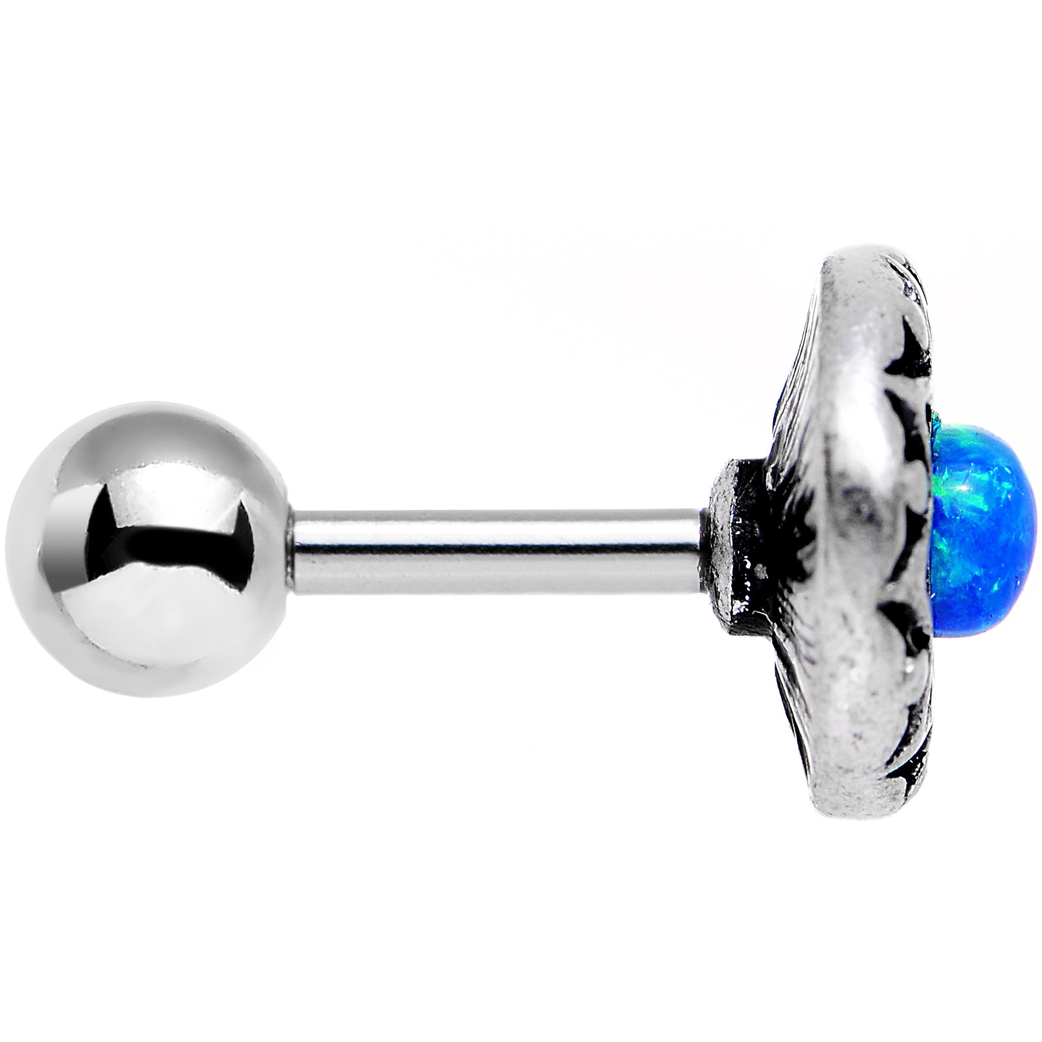 16G 1/4 Blue Faux Opal Star Shine Tragus Cartilage Earring