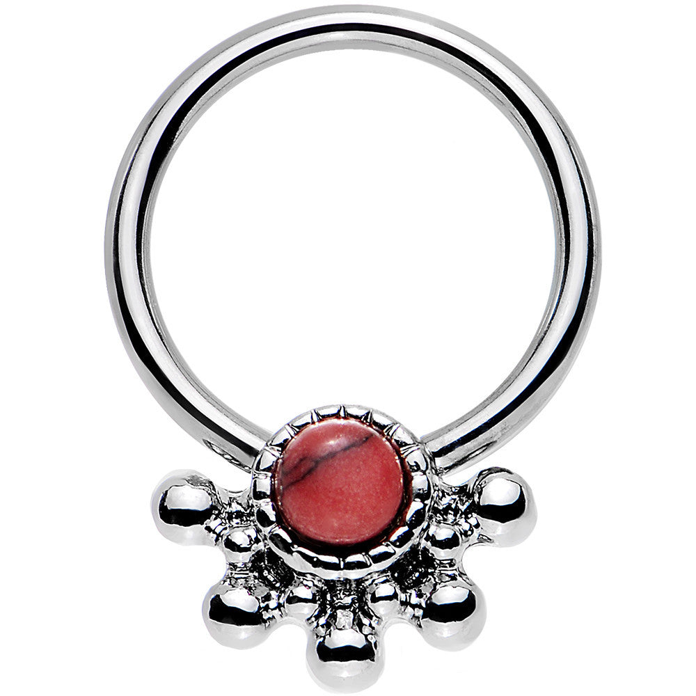 16G 3/8 Faux Turquoise Steel Signet Captive Ring