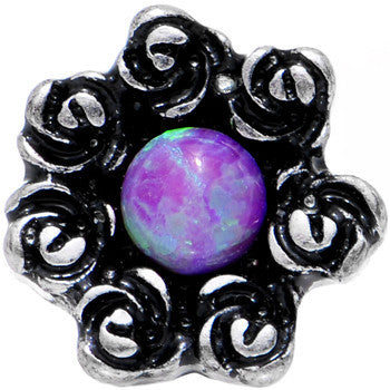 16G 1/4 Pink Faux Opal Rose Flower Frame Tragus Cartilage Earring