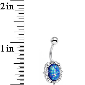 Blue Faux Opal Who Could Be So Fair Frame Belly Ring