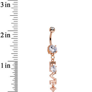 Clear Gem Rose Gold Anodized Lots of Love Dangle Belly Ring