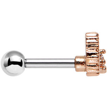 16G 1/4 Clear Rosy Steel Angel Wing Trifecta Cartilage Earring