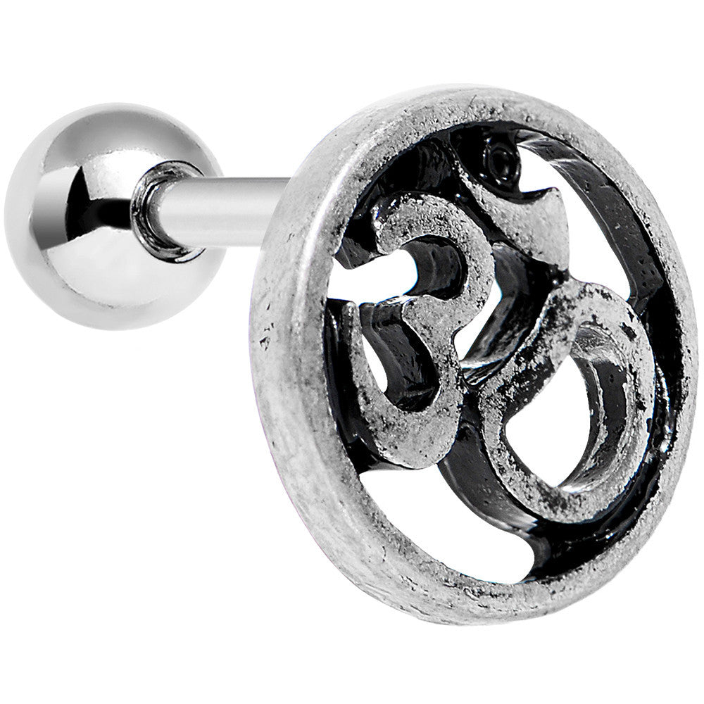 16G 1/4 Steel Circular Ohm Symbol Tragus Cartilage Earring