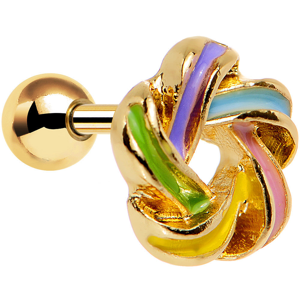 16G 1/4 Gold Anodized Festive Wreath Tragus Cartilage Earring