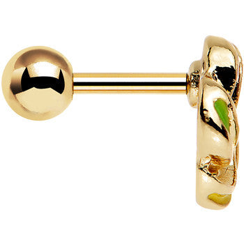 16G 1/4 Gold Anodized Festive Wreath Tragus Cartilage Earring