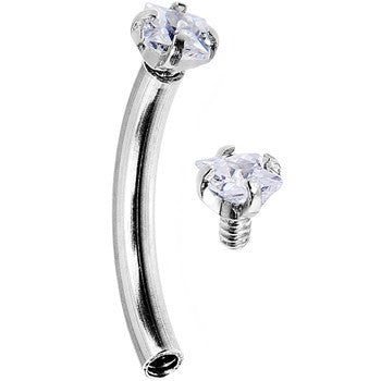 16G 5/16 Clear 2mm CZ Steel Internally Threaded Eyebrow Ring