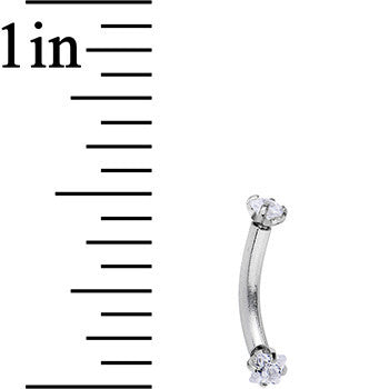 16G 5/16 Clear 2mm CZ Steel Internally Threaded Eyebrow Ring