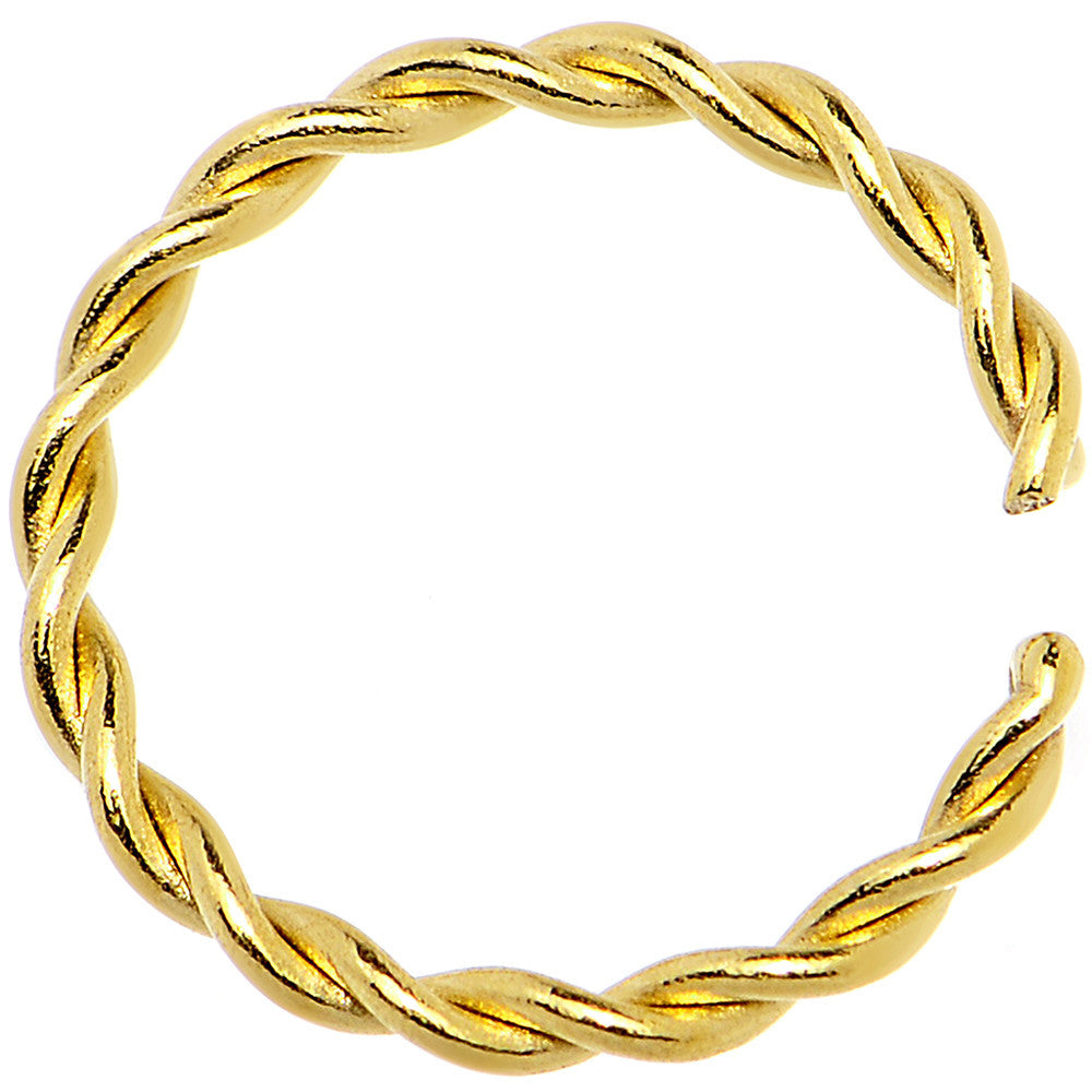 18G 5/16 Gold IP Annealed Steel Seamless Braided Circular Ring