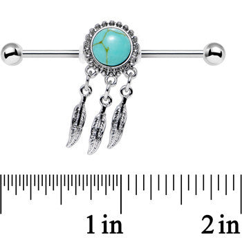 14G Faux Turquoise Southwest Dreamcatcher Industrial Barbell 38mm