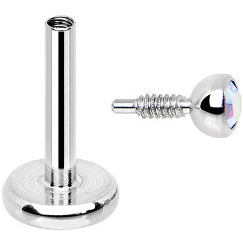 18G 1/4 Aurora 2mm CZ Gem Internally Threaded Cartilage Earring