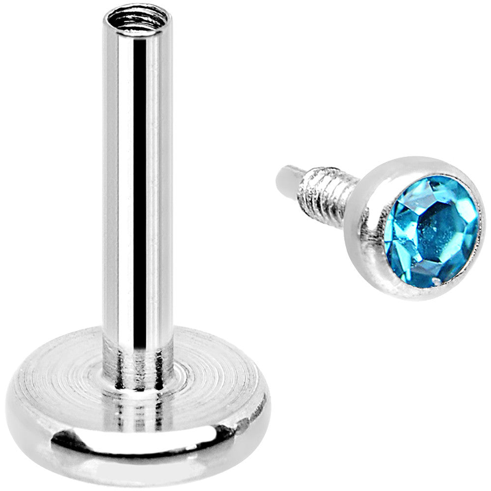 18G 1/4 Aqua 2mm CZ Gem Internally Threaded Cartilage Earring