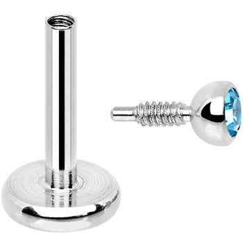 18G 1/4 Aqua 2mm CZ Gem Internally Threaded Cartilage Earring