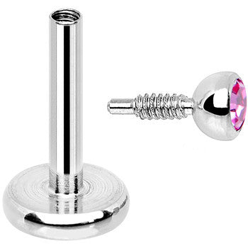 18G 1/4 Pink 2mm CZ Gem Internally Threaded Cartilage Earring