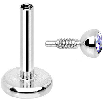 18G 1/4 Tanzanite 2mm CZ Internally Threaded Cartilage Earring