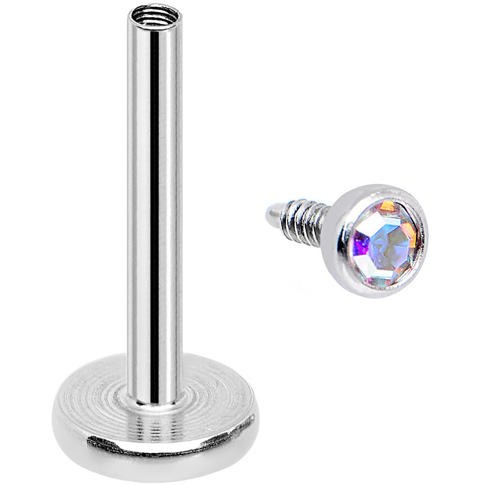 18G 5/16 Aurora 2mm CZ Internally Threaded Labret Monroe Tragus