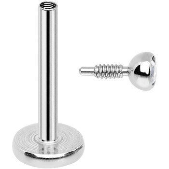 18G 5/16 Clear 2mm CZ Internally Threaded Labret Monroe Tragus