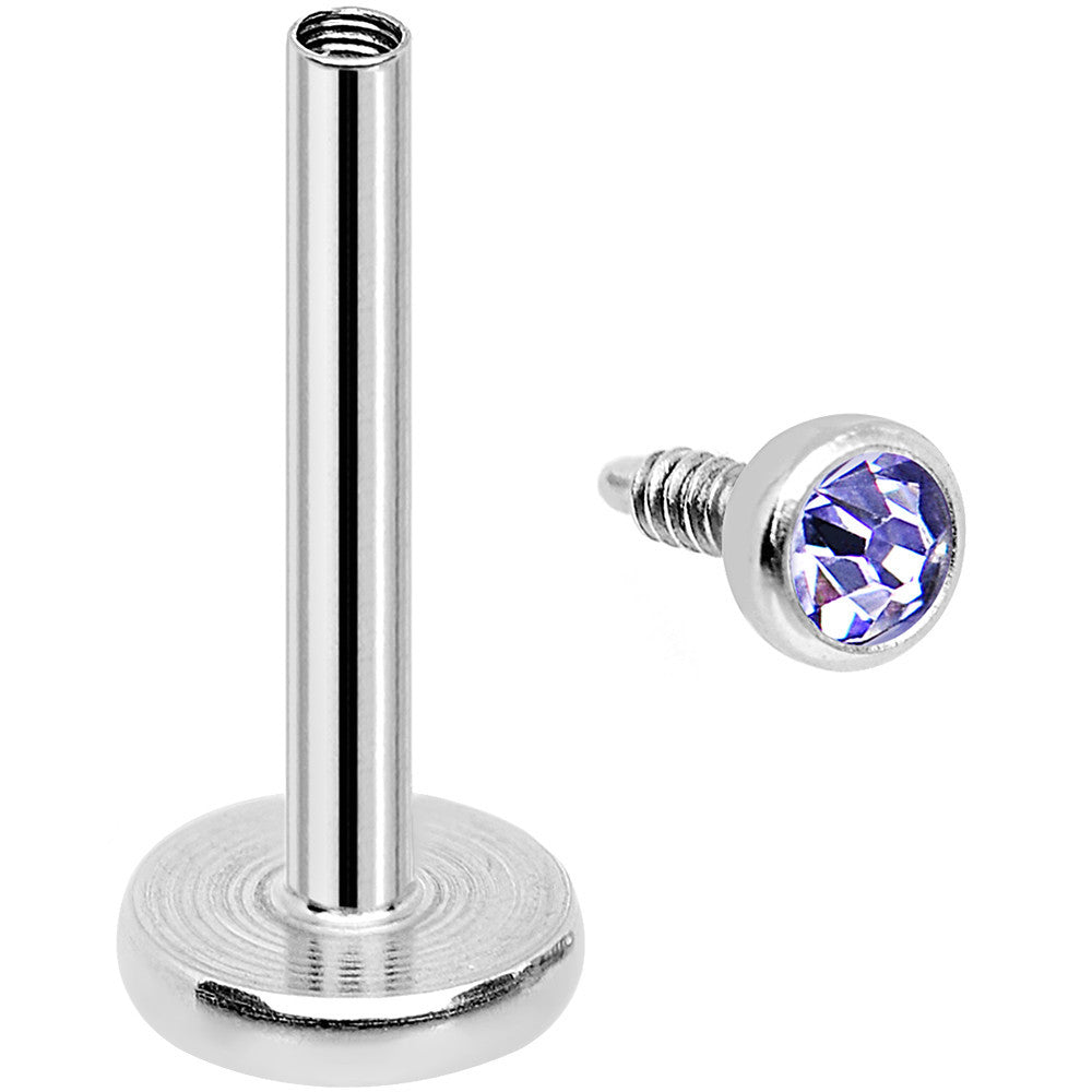 18G 5/16 Tanzanite 2mm CZ Gem Internally Threaded Labret
