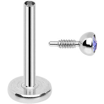 18G 5/16 Tanzanite 2mm CZ Gem Internally Threaded Labret