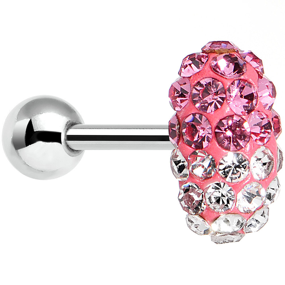 16G 1/4 Pink and Clear Gem Paved Pink Tragus Cartilage Earring