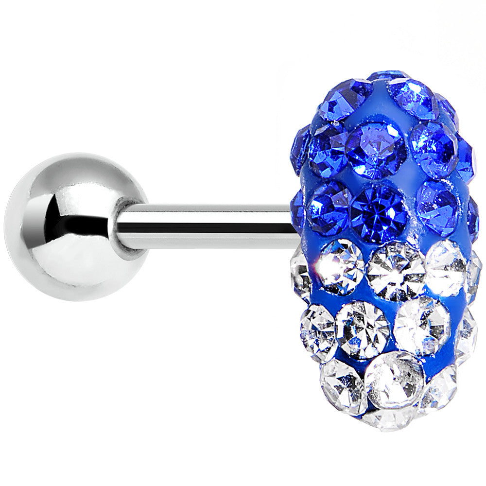 16G 1/4 Blue and Clear Gem Paved Blue Tragus Cartilage Earring