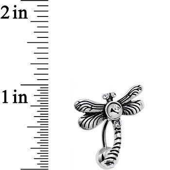 Clear Gem Flyaway Dragonfly Top Mount Belly Ring