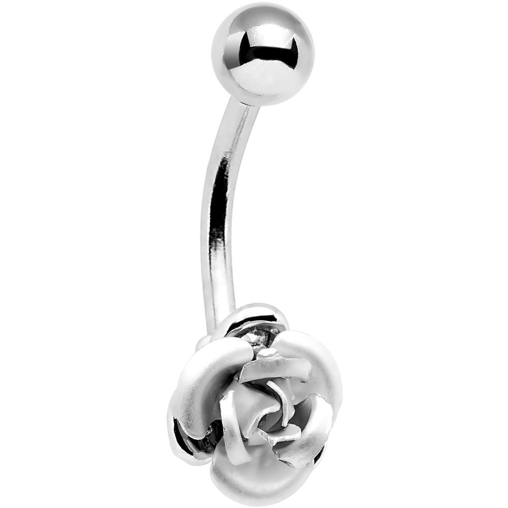 SINGLE Silver ROSE Belly Button Ring