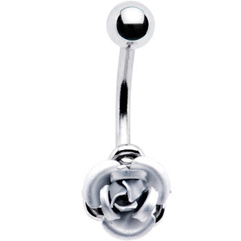 SINGLE Silver ROSE Belly Button Ring