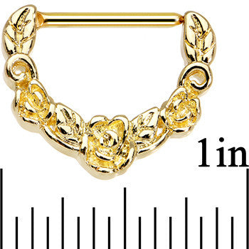 14G 9/16 Gold Anodized Floral Wreath Nipple Clicker Set