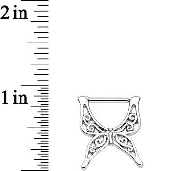 14G 1/2 Stainless Steel Swirly Wing Butterfly Nipple Clicker Set